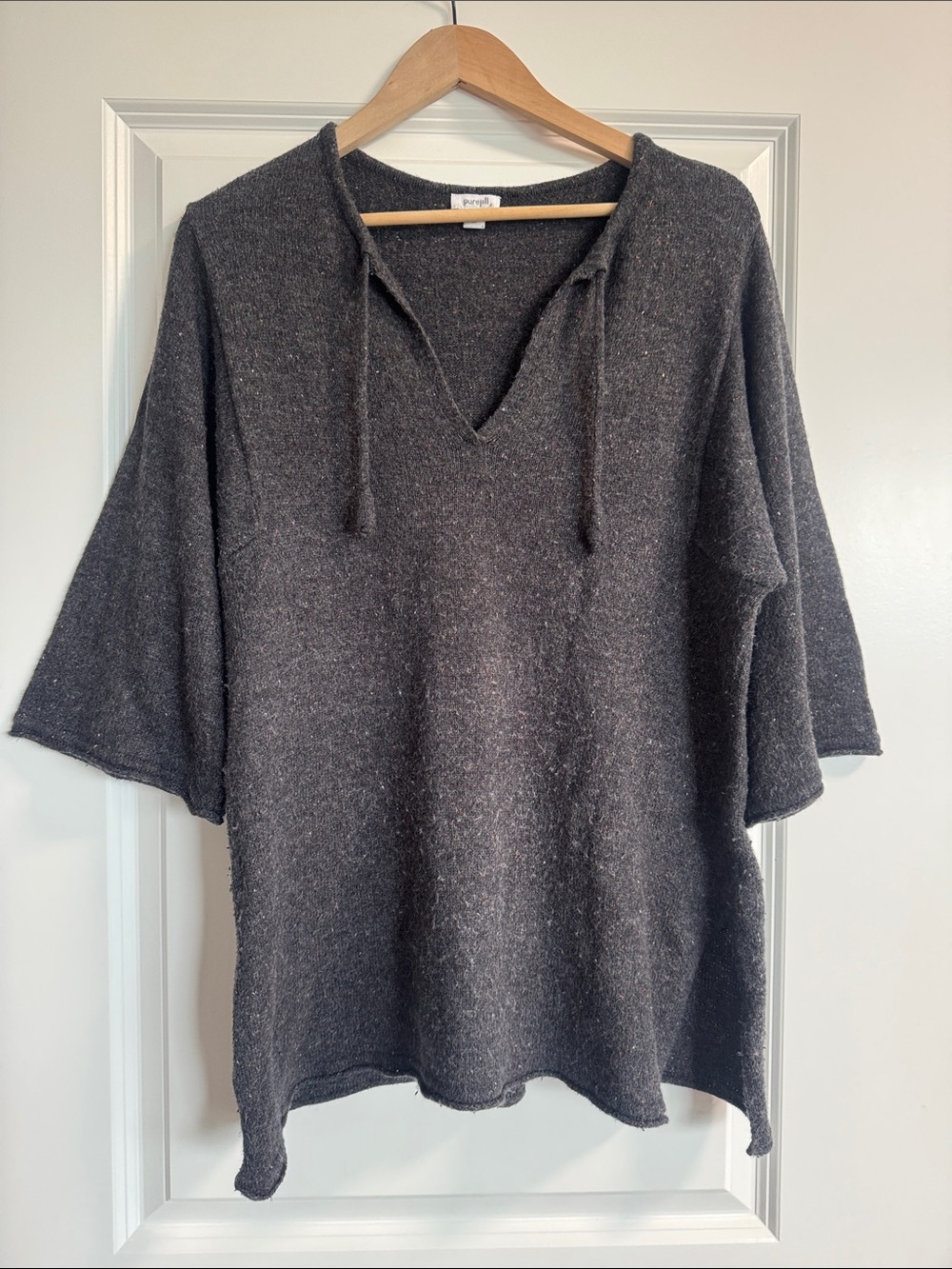 Pure Jill Dark Gray Speckled Boho Tunic Sweater Size Medium